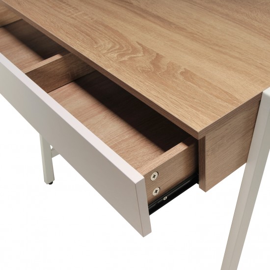 Weber Industries Bureau POLLUX 80 X 48 Cm/ Décor Chêne Blanchi Et Métal Blanc