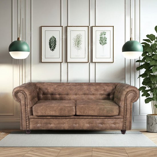 weber industries Canapé CHESTERFIELD 2 places / Marron vieilli