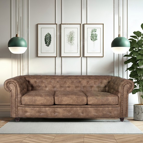 weber industries Canapé CHESTERFIELD 3 places / Marron vieilli