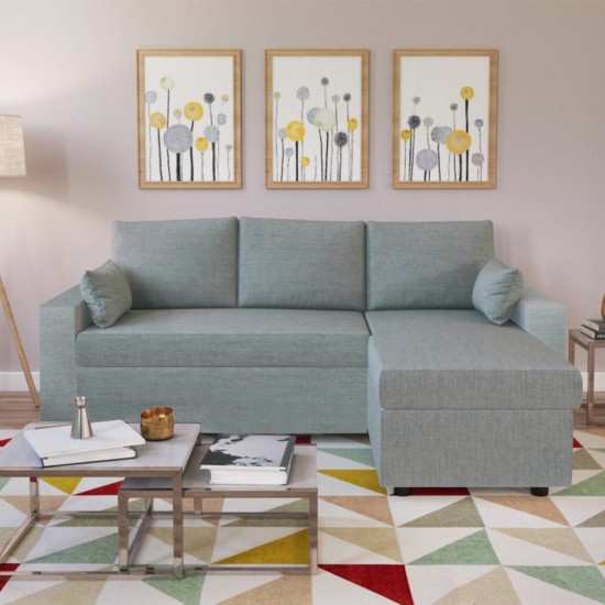 weber industries Canapé d'angle ODEON convertible coffre et réversible / Gris Clair