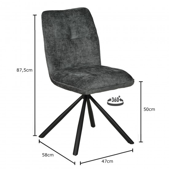 Weber Industries Chaise Pivotante De Salle à Manger CORTINA / Gris Foncé