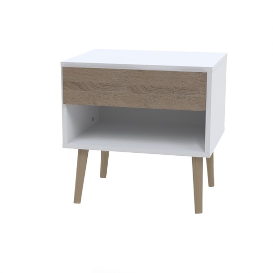 Weber Industries Chevet 1 Tiroir CAMPER / Décor Blanc & Chêne Blanchi