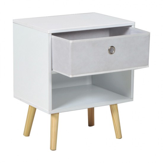 Weber Industries Chevet + 1 Tiroir Tissu INDIANA / Blanc