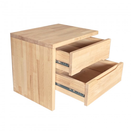 Weber Industries Chevet 2 Tiroirs 35x45x40 Cm/ Hêtre Massif Huilé