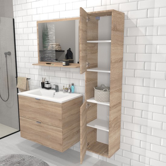 Weber Industries Colonne 2 Portes + 1 Niche / Décor Chêne Blanchi