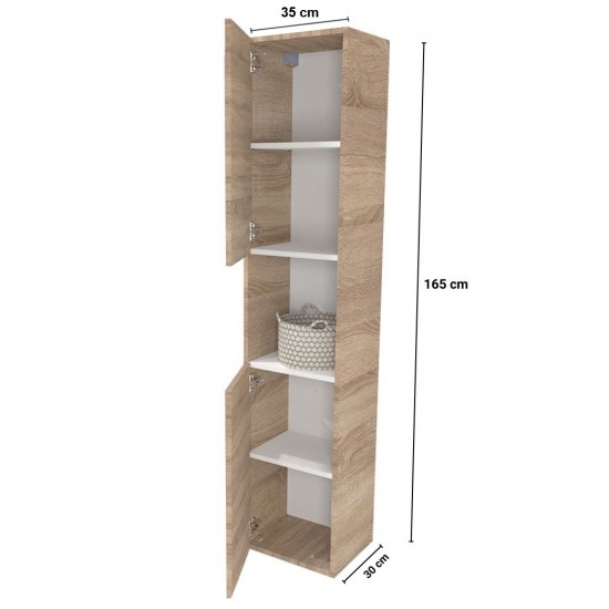 Weber Industries Colonne 2 Portes + 1 Niche / Décor Chêne Blanchi