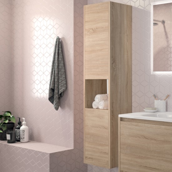 weber industries Colonne de rangement 2 portes VESNA / Décor Chêne blanchi