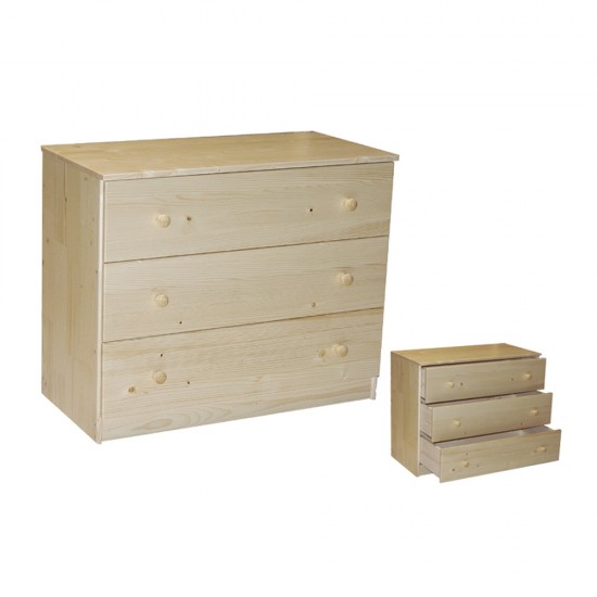 weber industries Commode PORTO 3 tiroirs / Vernis Naturel