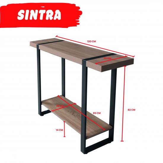 Weber Industries Console SINTRA 120X30 Cm / Décor Chêne Blanchi Et Métal Noir