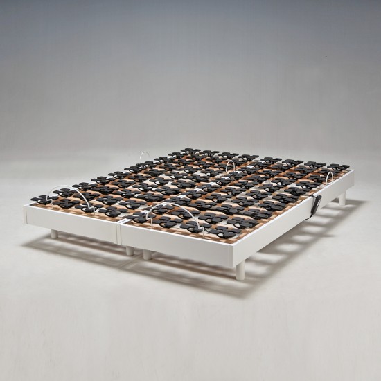 Weber Industries Ensemble 2 Sommiers Relaxation électrique FLEXPALACE 80x200 + 2 Matelas Mémoire De Forme / Blanc