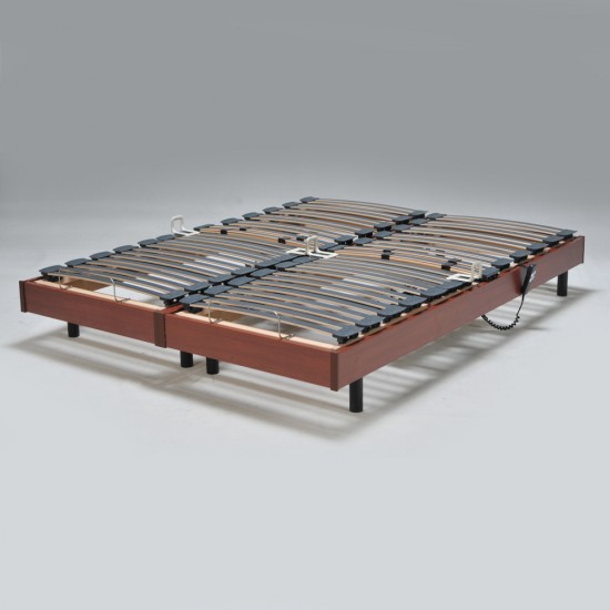 Weber Industries Ensemble 2 Sommiers Relaxation électrique FLEXPUR 80x200 + 2 Matelas Mémoire De Forme / Décor Merisier