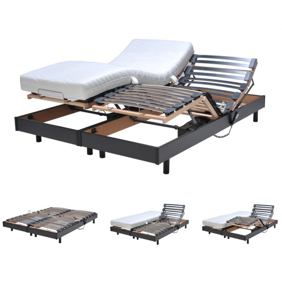 weber industries Ensemble 2 sommiers relaxation électrique FLEXPUR 80x200 / Noir