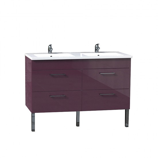 Weber Industries Ensemble Meuble Sous-vasque + Vasque Résine MILANO / Aubergine