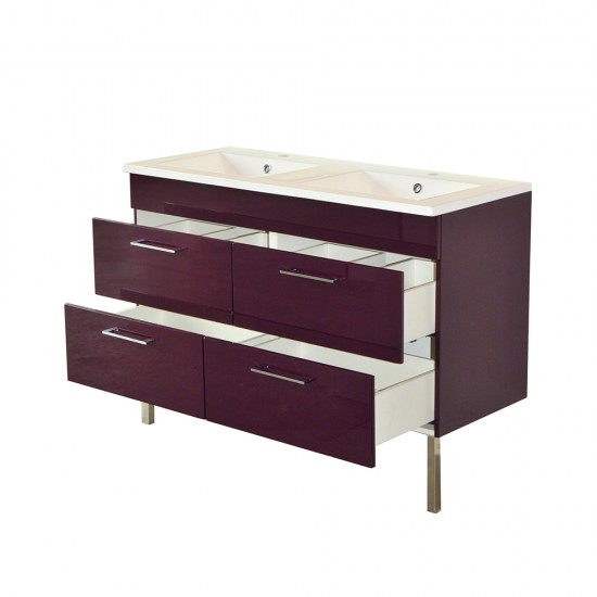 Weber Industries Ensemble Meuble Sous-vasque + Vasque Résine MILANO / Aubergine