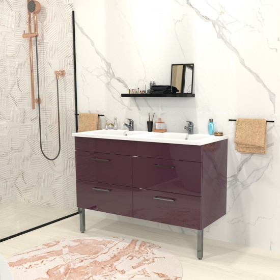 weber industries Ensemble meuble sous-vasque + vasque résine MILANO / Aubergine