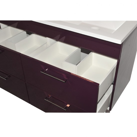 Weber Industries Ensemble Meuble Sous-vasque + Vasque Résine +miroir MILANO / Aubergine