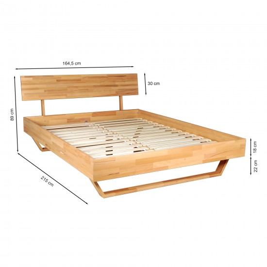 Weber Industries Lit 160x200 Cm TAO + Sommier / Hêtre Massif Huilé