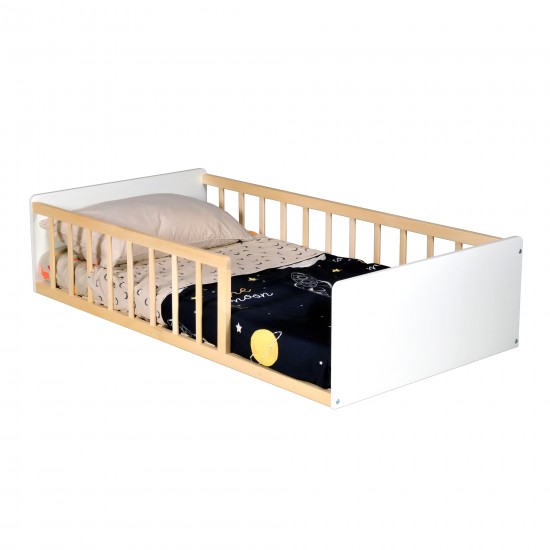 Weber Industries LIT 80x160 PILOU Avec Sommier / Blanc Et Naturel