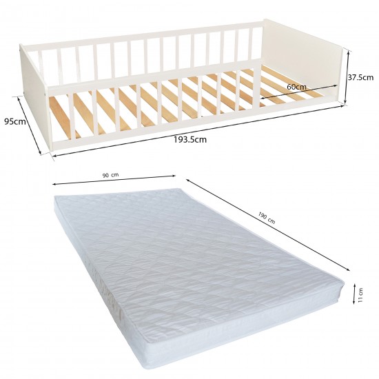 Weber Industries LIT 90x190 PILOU Avec Sommier Et Matelas / Blanc