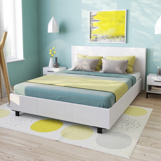 weber industries Lit ATLANTA 160x200 + 1 sommier + 1 matelas CARLTON / Blanc