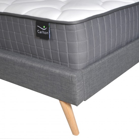 Weber Industries Lit BOREA 140x190 Tissu + 1 Sommier + 1 Matelas CARLTON / Gris Foncé