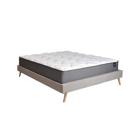 weber industries Lit BOREA 140x190 tissu + 1 sommier + 1 matelas CARLTON / Gris Clair