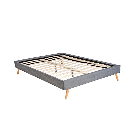 Weber Industries Lit BOREA 140x190 Tissu + 1 Sommier / Gris Foncé