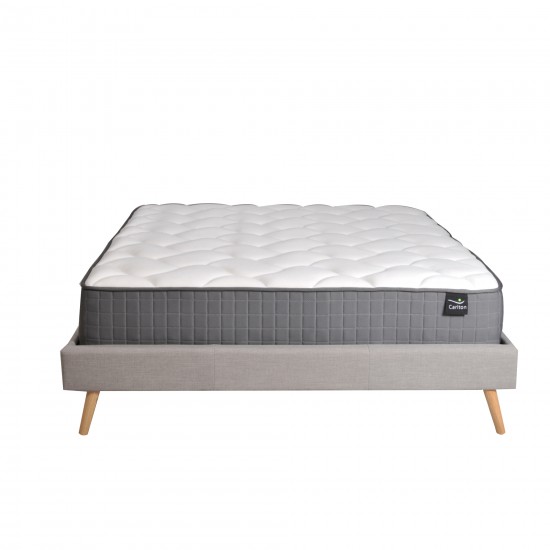 Weber Industries Lit BOREA 160x200 Tissu + 1 Sommier + 1 Matelas CARLTON / Gris Clair