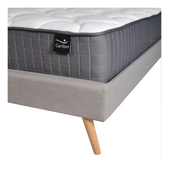 Weber Industries Lit BOREA 160x200 Tissu + 1 Sommier + 1 Matelas CARLTON / Gris Clair