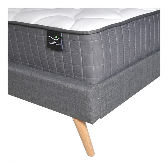 Weber Industries Lit BOREA 160x200 Tissu + 1 Sommier + 1 Matelas CARLTON / Gris Foncé