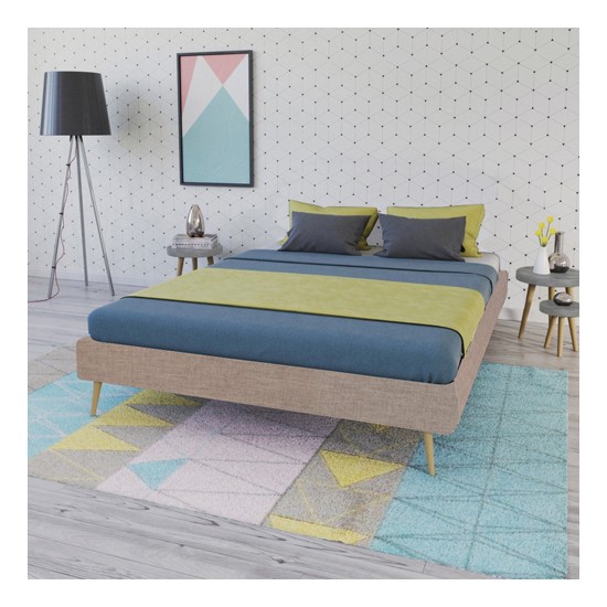 weber industries Lit BOREA 160x200 tissu + 1 sommier / Beige