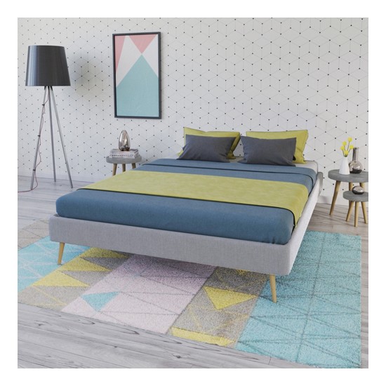 weber industries Lit BOREA 160x200 tissu + 1 sommier / Gris Clair