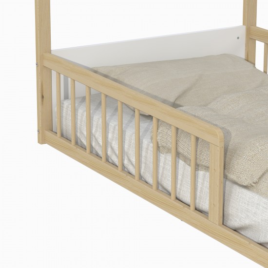 Weber Industries Lit Cabane BALOO 90x190 + 1 Sommier / Blanc Et Naturel