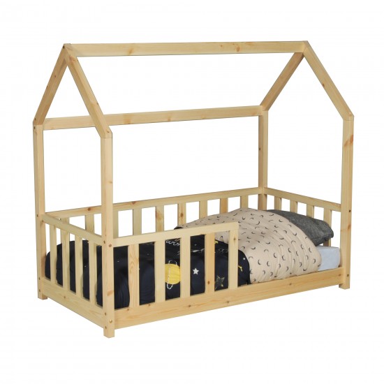 Weber Industries Lit Cabane Kiwi 70x140 Avec Sommier Et Matelas /Naturel