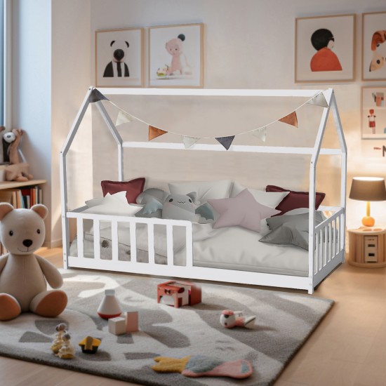 Weber Industries Lit Cabane Kiwi 90x190 Avec Sommier Et Matelas /Blanc