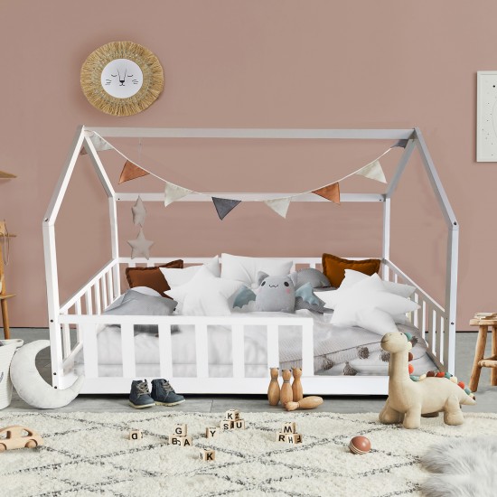 weber industries Lit cabane Kiwi 90x190 avec sommier et matelas /Blanc