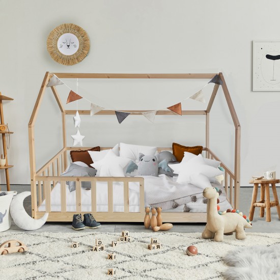 weber industries Lit cabane Kiwi 90x190 avec sommier et matelas /Naturel