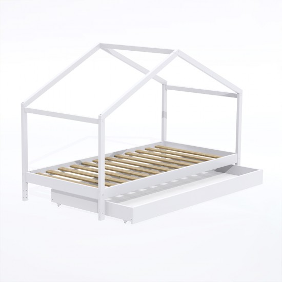 Weber Industries Lit Cabane KOALA 90x190 + 1 Sommier + 1 Tiroir / Blanc