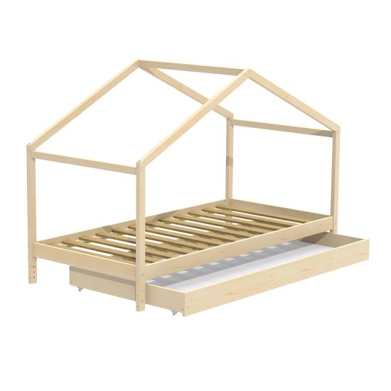 Weber Industries Lit Cabane KOALA 90x190 + 1 Sommier + 1 Tiroir / Naturel
