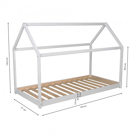 Weber Industries Lit Cabane PANDA 70x140 + 1 Sommier / Blanc
