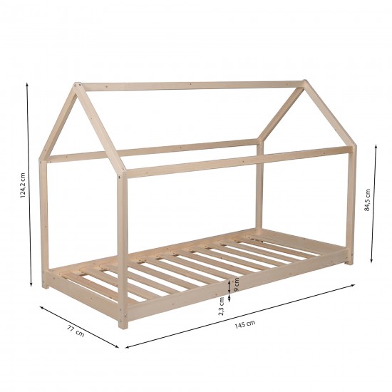 Weber Industries Lit Cabane PANDA 70x140 + 1 Sommier / Naturel