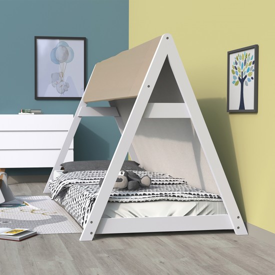 weber industries Lit cabane TIPI 90x190 + 1 toile + 1 sommier / Blanc