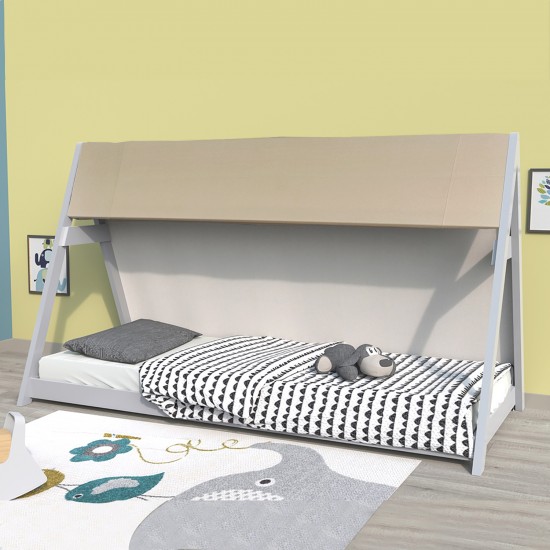 Weber Industries Lit Cabane TIPI 90x190 + 1 Toile + 1 Sommier / Gris