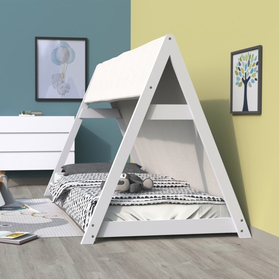 weber industries Lit cabane TIPI 90x200 + 1 toile + 1 sommier / Blanc