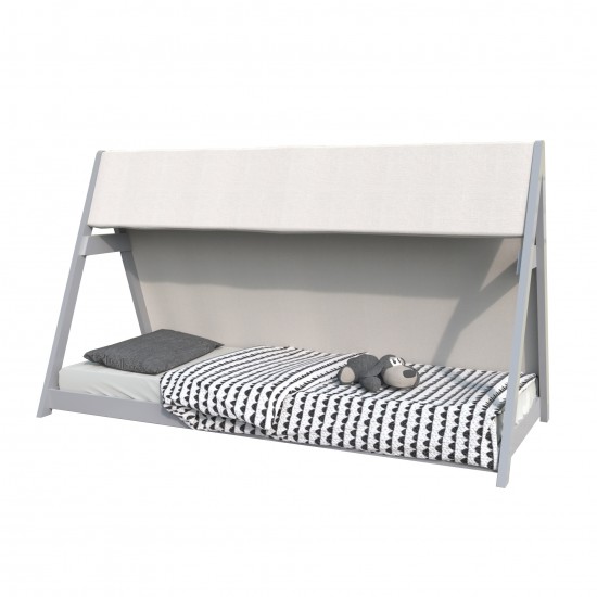 Weber Industries Lit Cabane TIPI 90x200 + 1 Toile + 1 Sommier / Gris