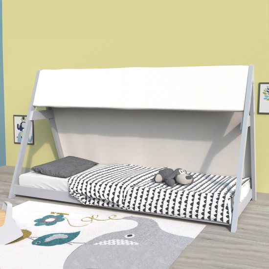 Weber Industries Lit Cabane TIPI 90x200 + 1 Toile + 1 Sommier / Gris