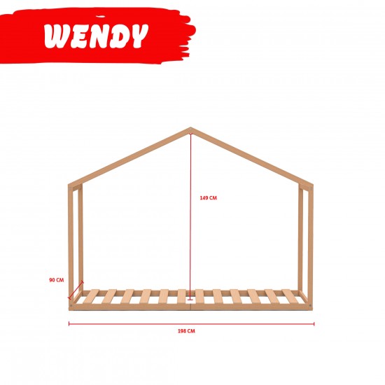 Weber Industries Lit Cabane WENDY 90x190 + 1 Sommier / Naturel