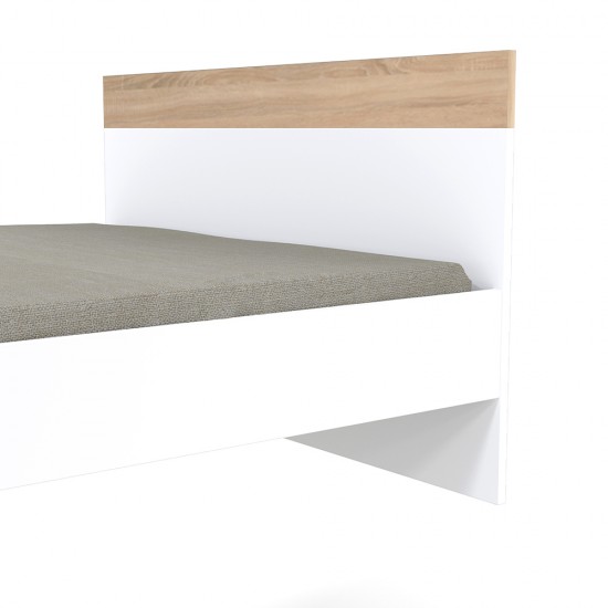 Weber Industries Lit CAMPER 140x190 Cm / Décor Chêne Blanchi Et Blanc