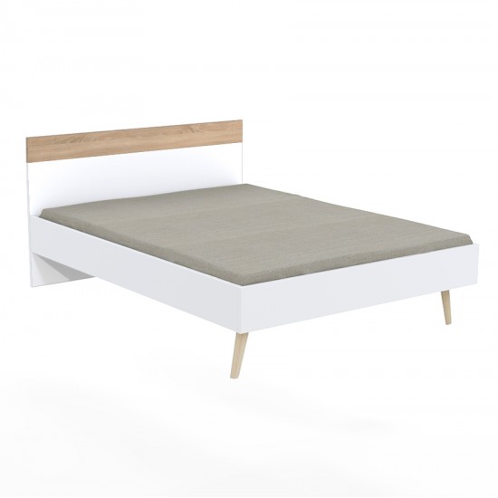 Weber Industries Lit CAMPER 160x200 Cm / Décor Chêne Blanchi Et Blanc