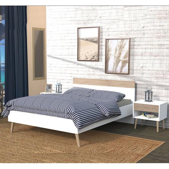 weber industries Lit CAMPER 160x200 cm / Décor chêne blanchi et blanc